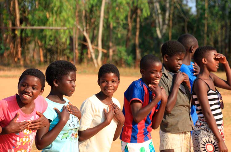 Malawi children laughing in a group